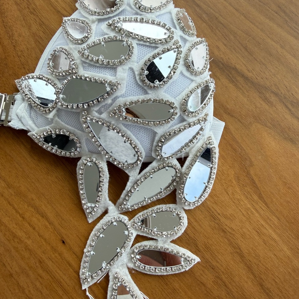 Embellished Silver Leaf Appliqué Bra Top - Picture 4 of 6